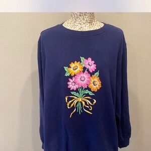 Blair Navy Sweatshirt with Vibrant Floral Accents